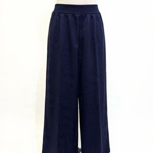 Nina Patrick Dark Navy Wide-Leg Pull-On Trousers